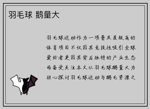 羽毛球 鹅量大
