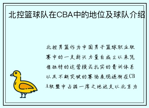 北控篮球队在CBA中的地位及球队介绍